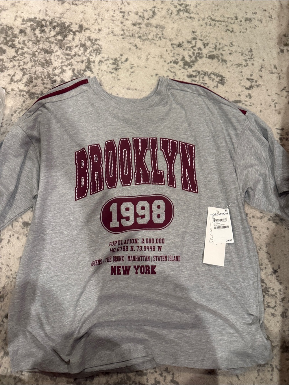 Brooklyn 1998 Graphic Short Sleeve Tee - Gray with Maroon